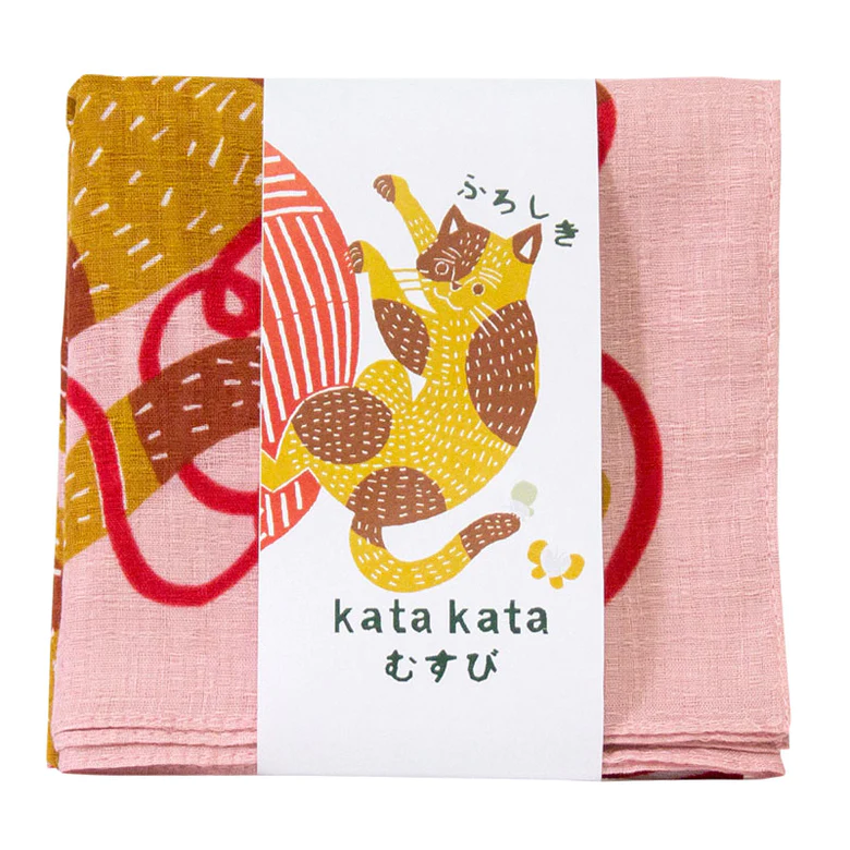 風呂敷（kata kata むすび, ネコと毛糸（S））