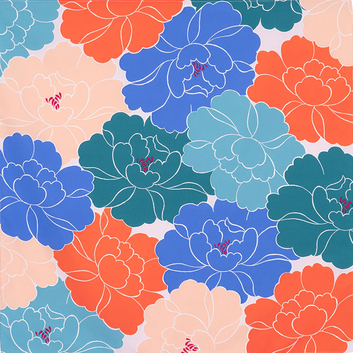 Furoshiki – Hime Musubi, Water-Repellent, Peony (Medium, 70cm)