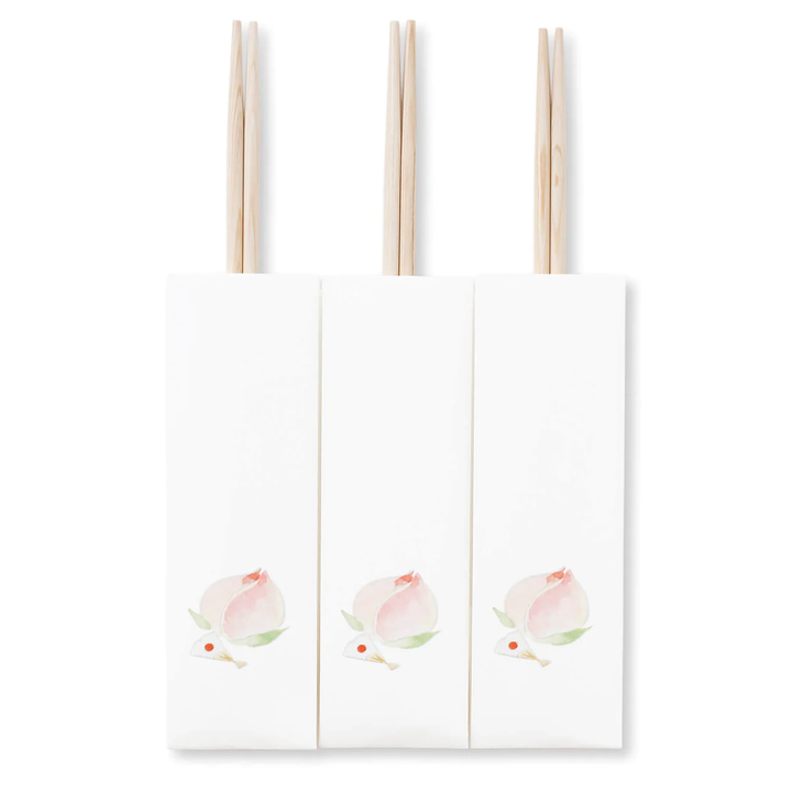 Folktale Chopsticks and Wrappers (Peach) Set of 3 pairs