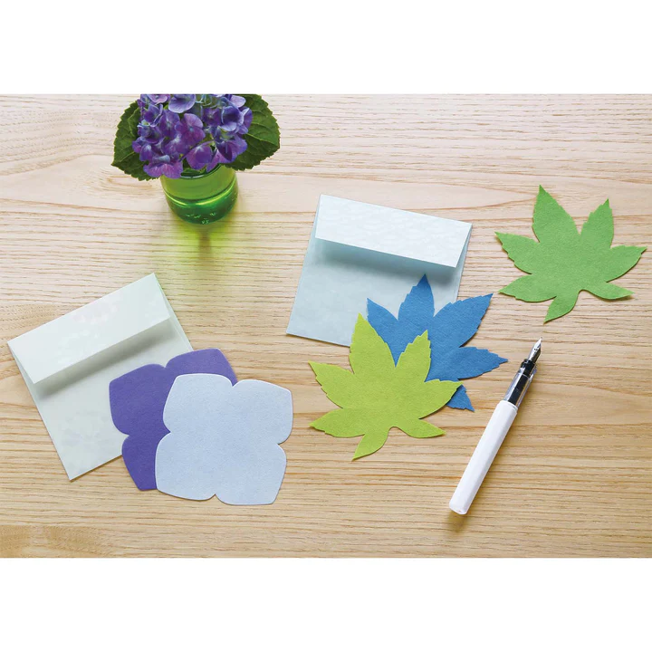 Mini Letter Set (Green Maple Leaves)  6 sheets and 3 envelopes