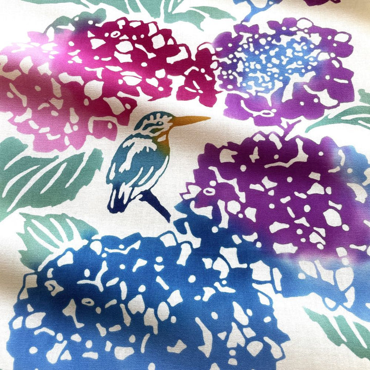 Tenugui (Hydrangeas and Kingfisher)
