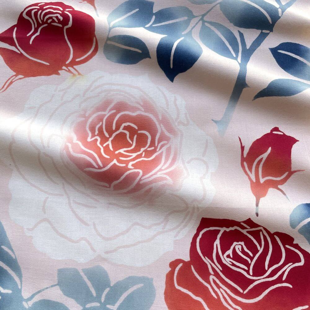 Tenugui Hand Towel (Rose – Vivid Floral Design) – Chidori Japan