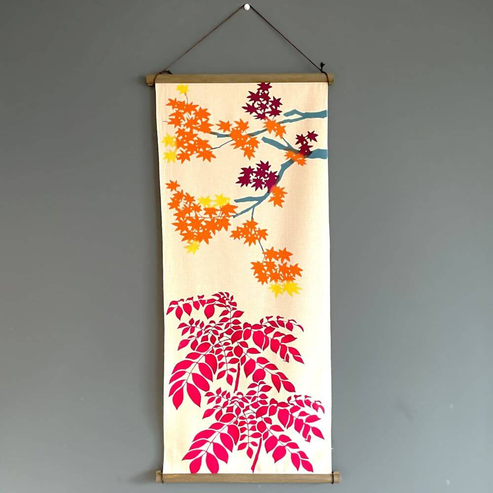 Tenugui (Autumn Leaves and Japanese Rowan).