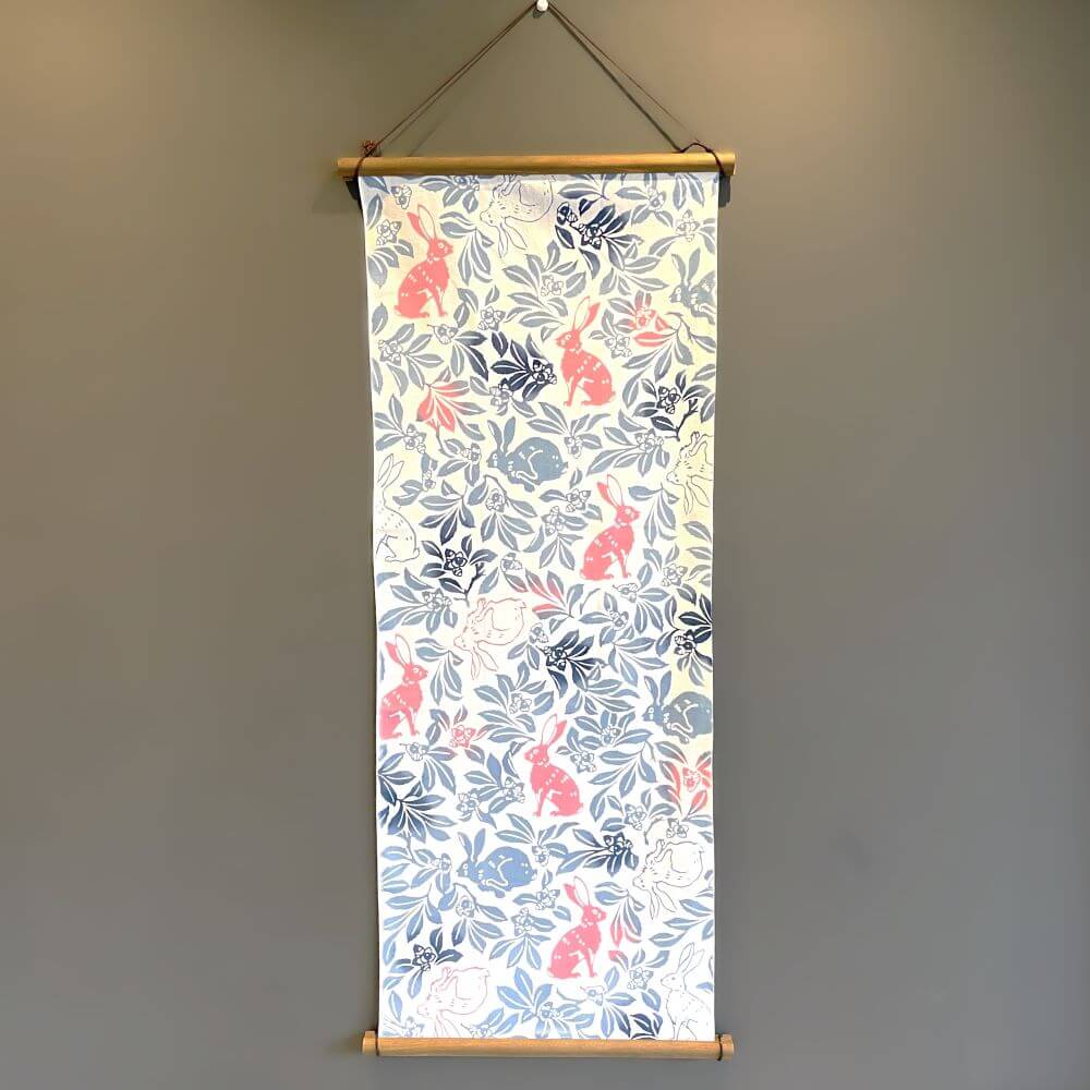 Tenugui (Rabbits and Chinquapin Nuts).